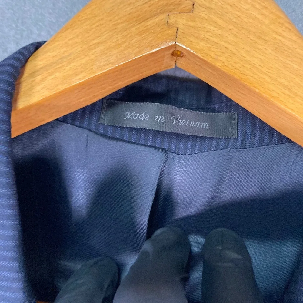 Lauren Ralph Lauren Mens 46L Navy Blue‎ Pinstripe 100% Wool Blazer Sport Coat - Picture 8 of 14